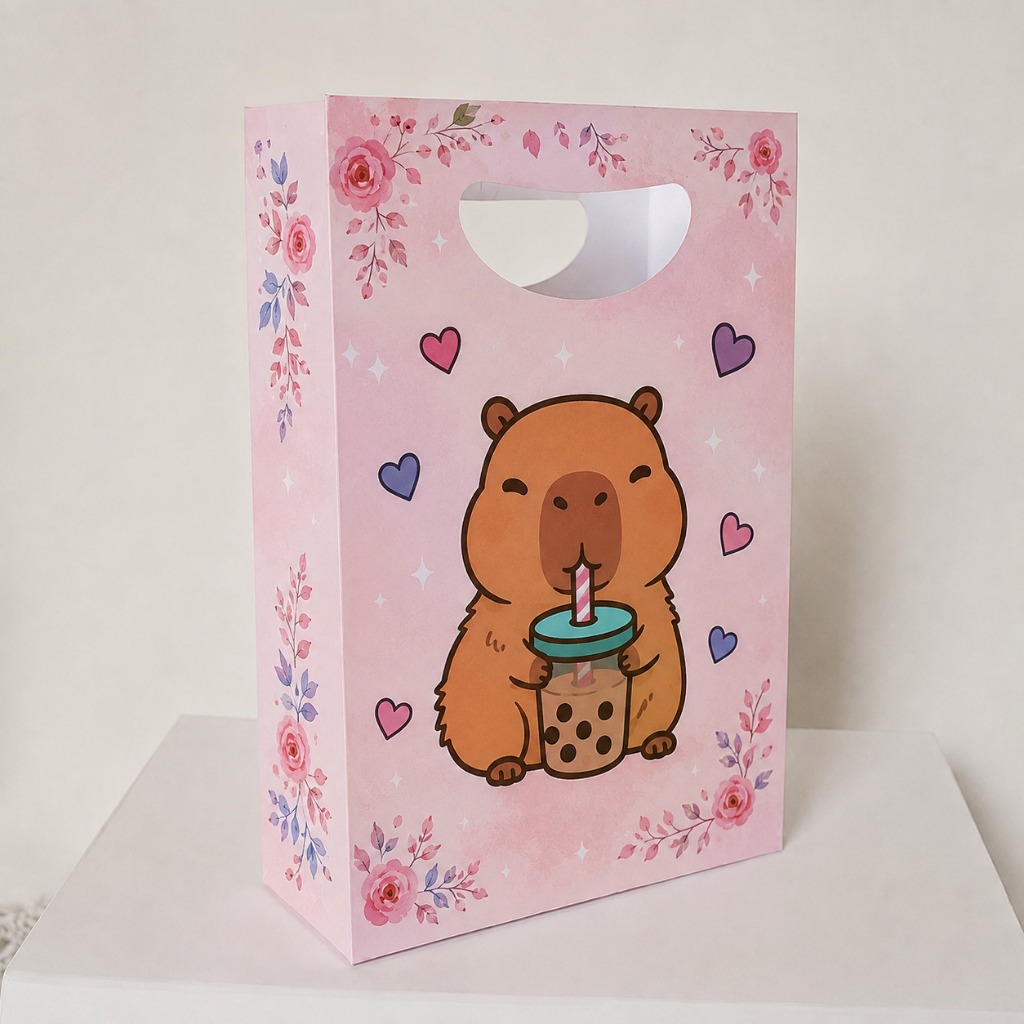 Kit Sacolinha Surpresa Festa Infantil Personalizada CAPIVARA Lembrancinhas Aniversário PEGUE E MONTE