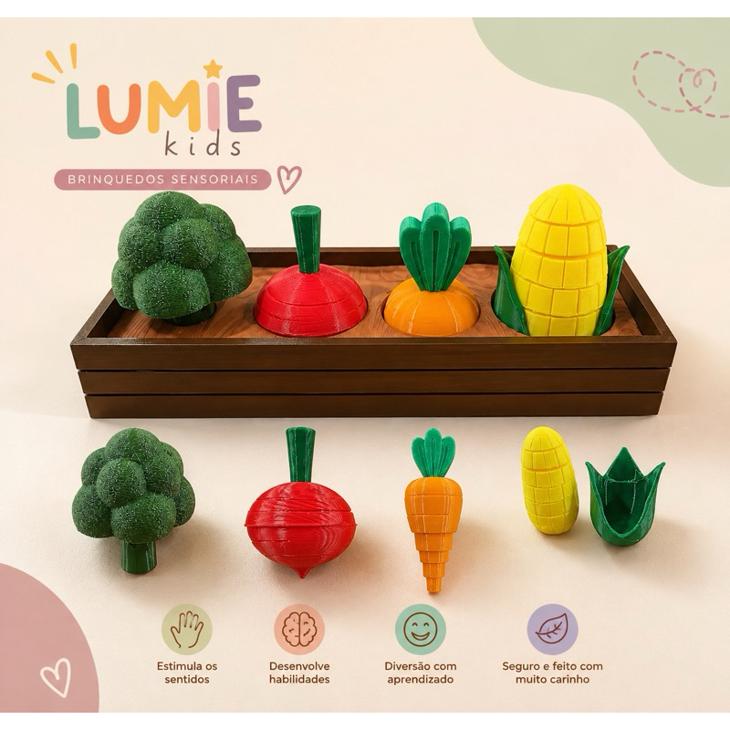 Horta Sensorial 3D Infantil – Brinquedo Educativo Montessori para Crianças