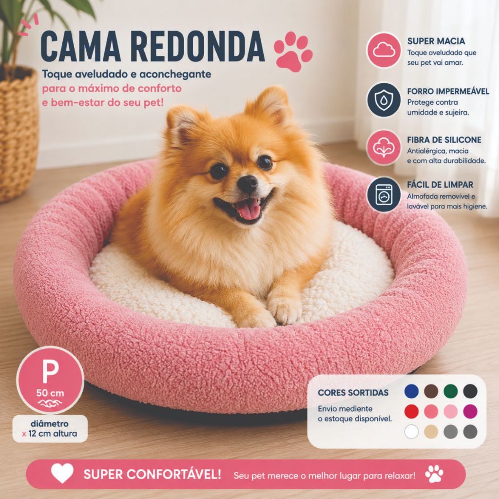 Caminha de Pelucia Cama para cachorro Redonda Nuvem Caminha Pet Manta Macia Cães e Gato