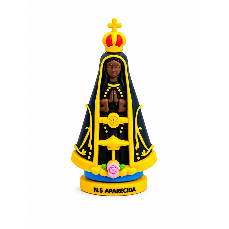 Nossa Senhora Aparecida em Silicone 8cm | Santinha Religiosa para Decoração