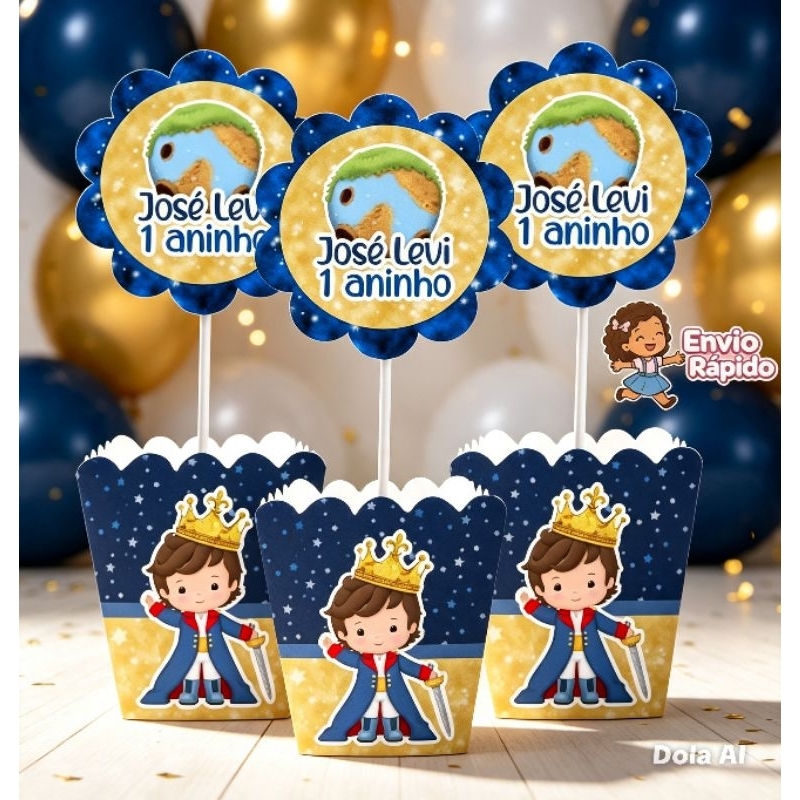 kit  Centro de Mesa Personalizado Caixa Cachepot Pequeno Principe Cachepô Enfeite Arranjo