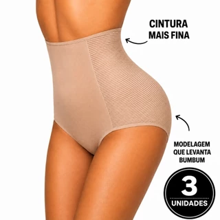 Kit Calcinhas Cinta Modeladora Compressão Cós Alto Redutora de Medidas
