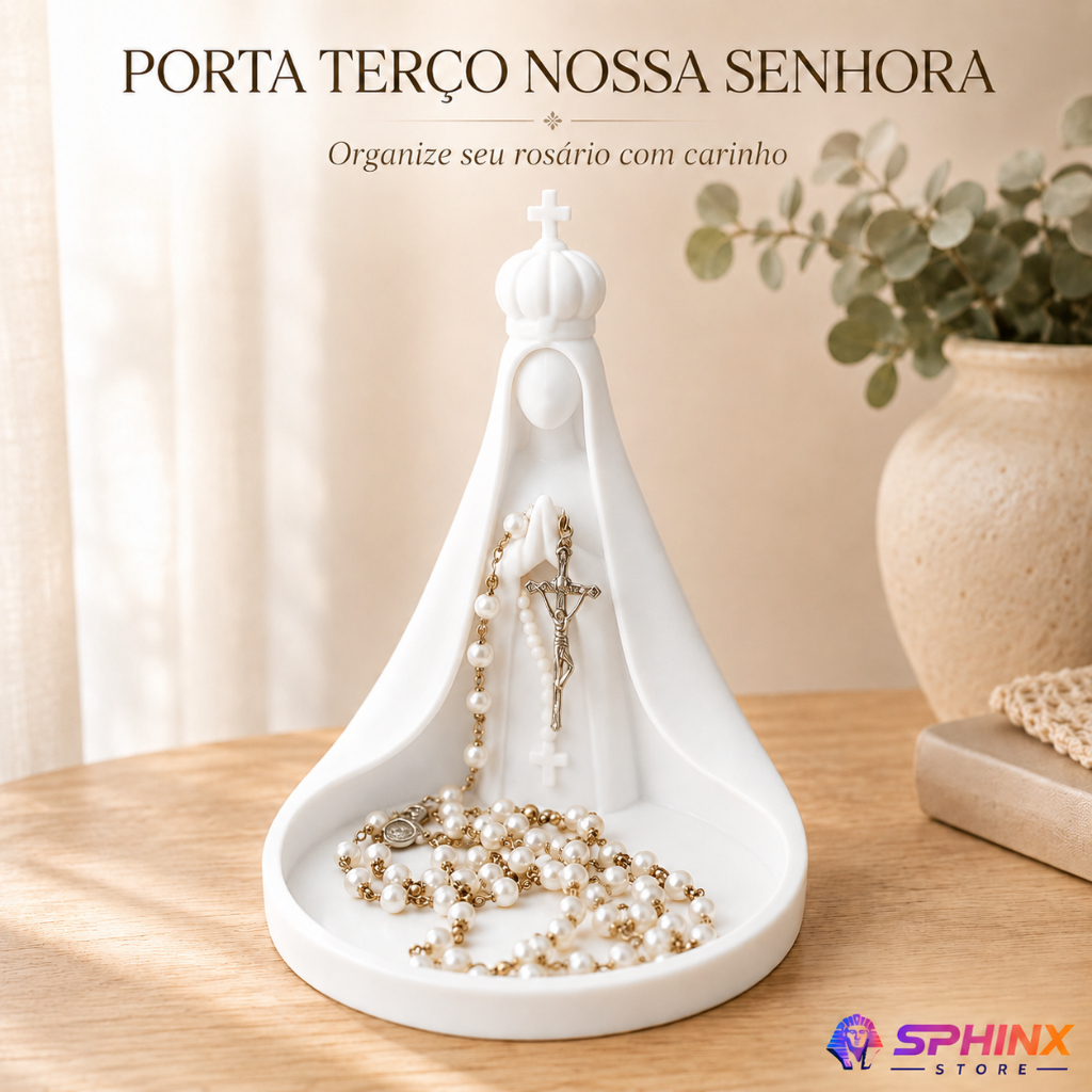 Porta Terço Nossa Senhora Decorativo Católico Porta Rosário Organizador Religioso