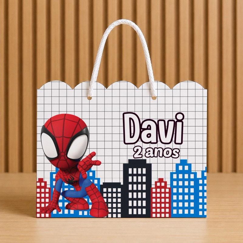 Sacolinha HOMEM ARANHA BABY Personalizada / Bolsinha Lembrancinha Aniversário / (PEGUE E MONTE)