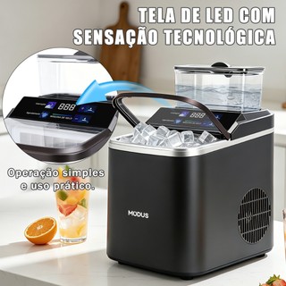 MODUS Máquina De Gelo Portátil 16kg/dia 120W Produção Rápida Gelo Cubo Para Casa E Bar