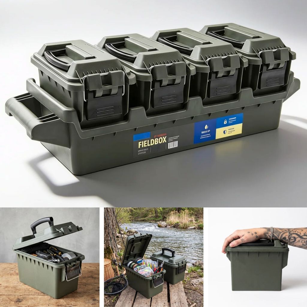 Kit Caixa Organizadora Ferramenta Modular Militar Com Tampa Multiuso Munição Pesca Tiro Esportivo