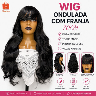 Wig ondulada com franja