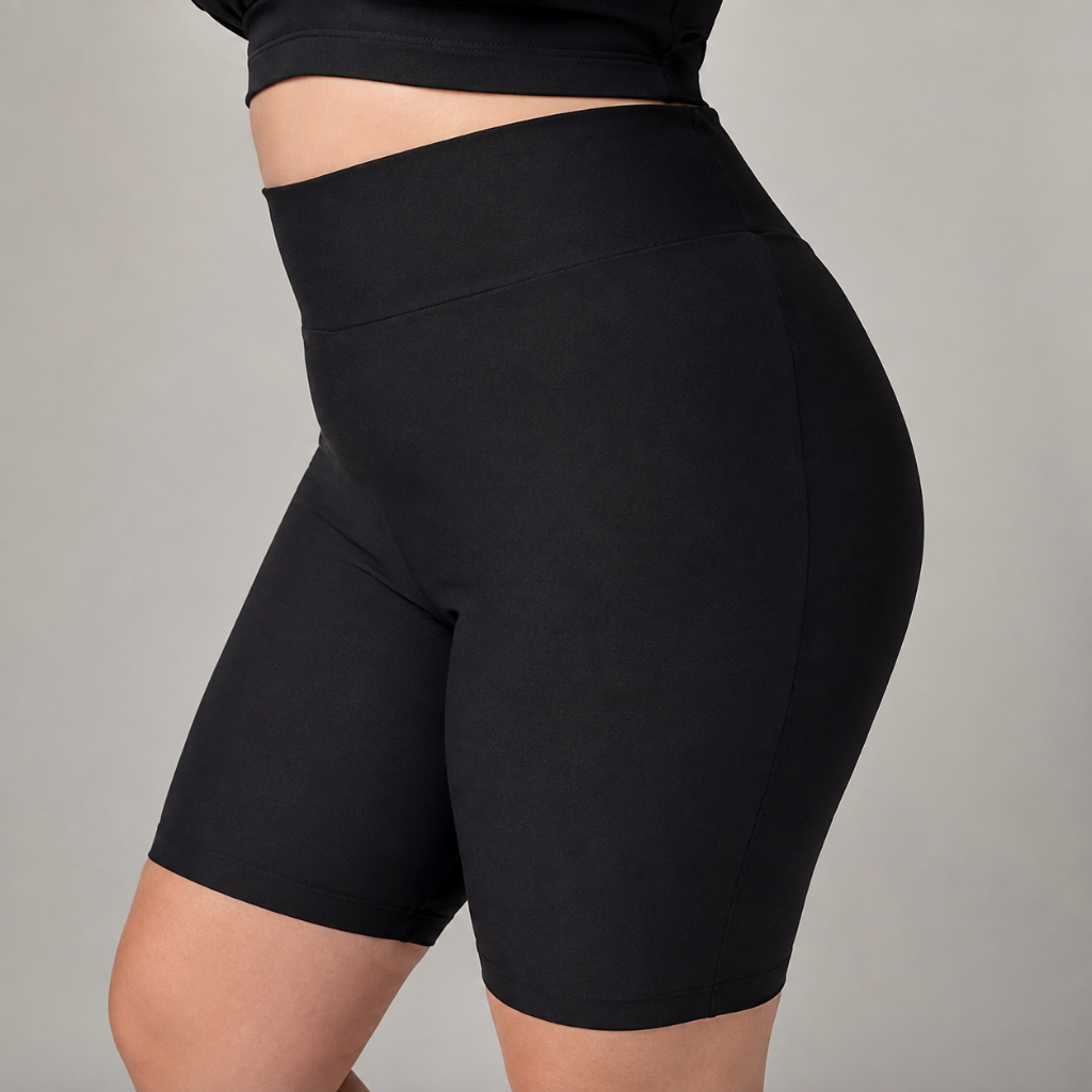 Shorts Fitness Plus Size Feminino Cintura Alta Modelador Academia Legging