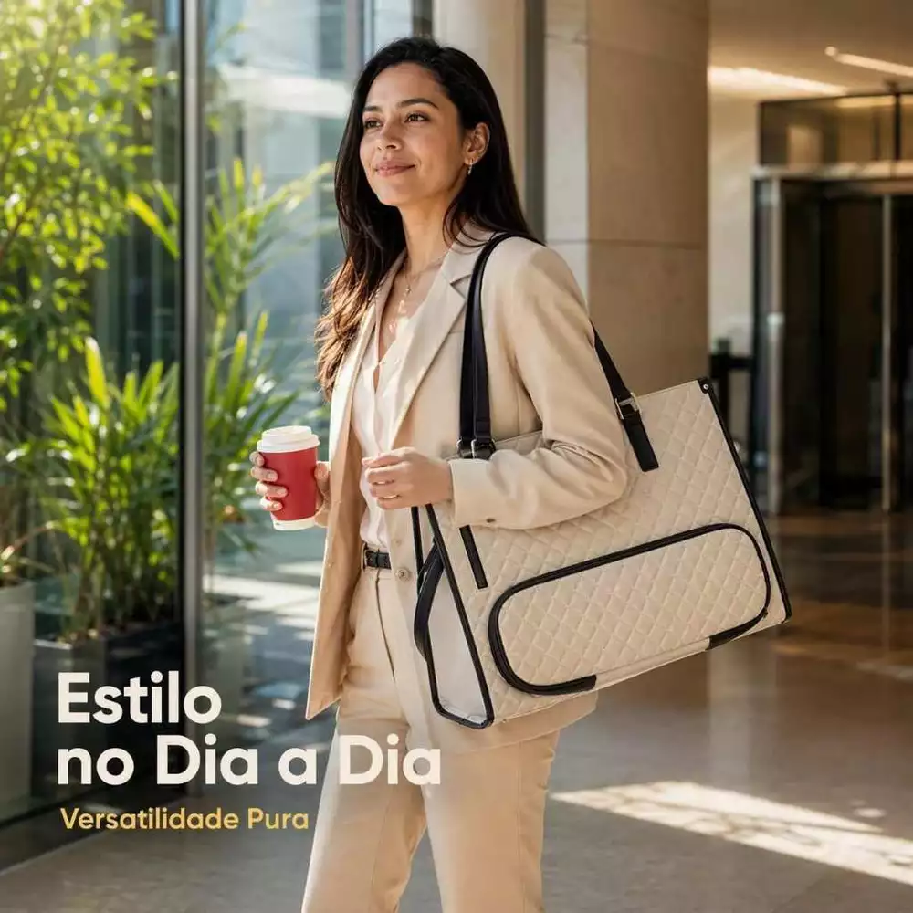 Bolsa Feminina Térmica 2 em 1 para Laptop 15.6'' e Marmita Grande Capacidade