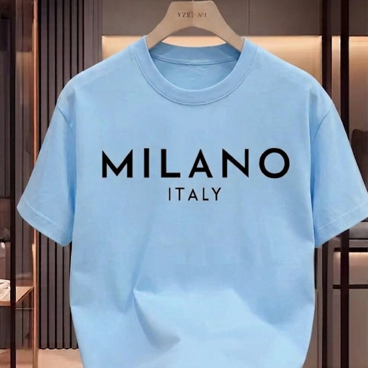 Camiseta Infantil100% ALgodao Estampada Milano Italy Camisa Juvenil Camisa Street wear Elegante Moda
