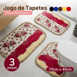 Jogo de Tapetes Banheiro 3 Peças 100% Algodão 70x40cm Toque Macio Várias Cores