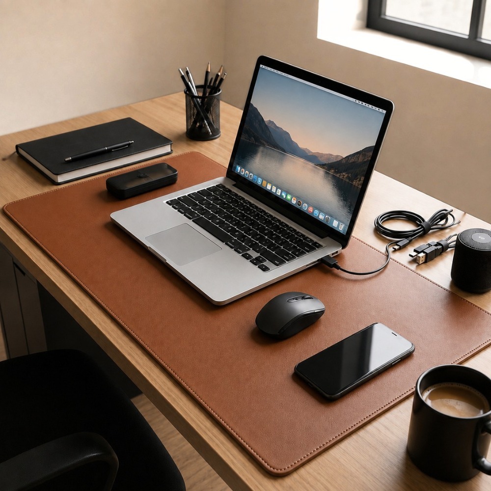 Desk Pad Mousepad Grande Couro Ecológico Premium Gamer Escritório Antiderrapante