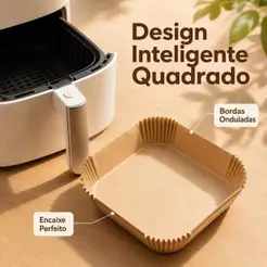 Kit 100 forma de airfryer descartavel antiaderente de papel cozinha quadrado fritadeira cozimento