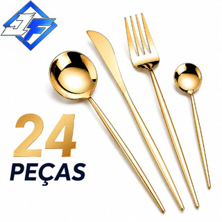 24 peças Jogo Talheres Inox  Slim faqueiro Em Aço para cozinha utensílios domésticos