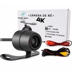 Camera De Ré Ou Frontal Colorida Fixa Borboleta 4K-CVBS IP68 180 Graus 12V