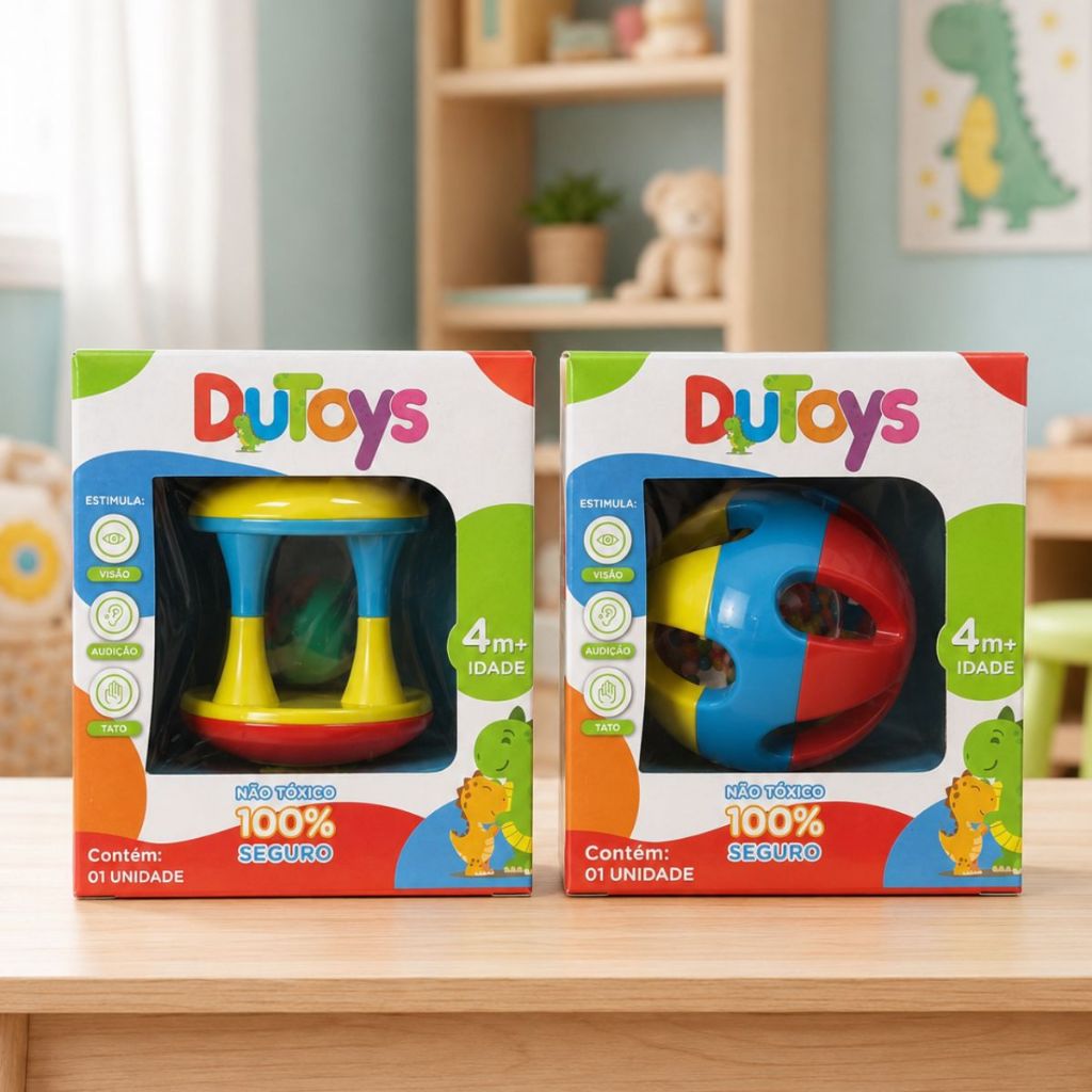 Chocalho Torre Chocalho Com Bolinha Colorida Bebe Criança Infantil Educativa Pedagógica Sensorial