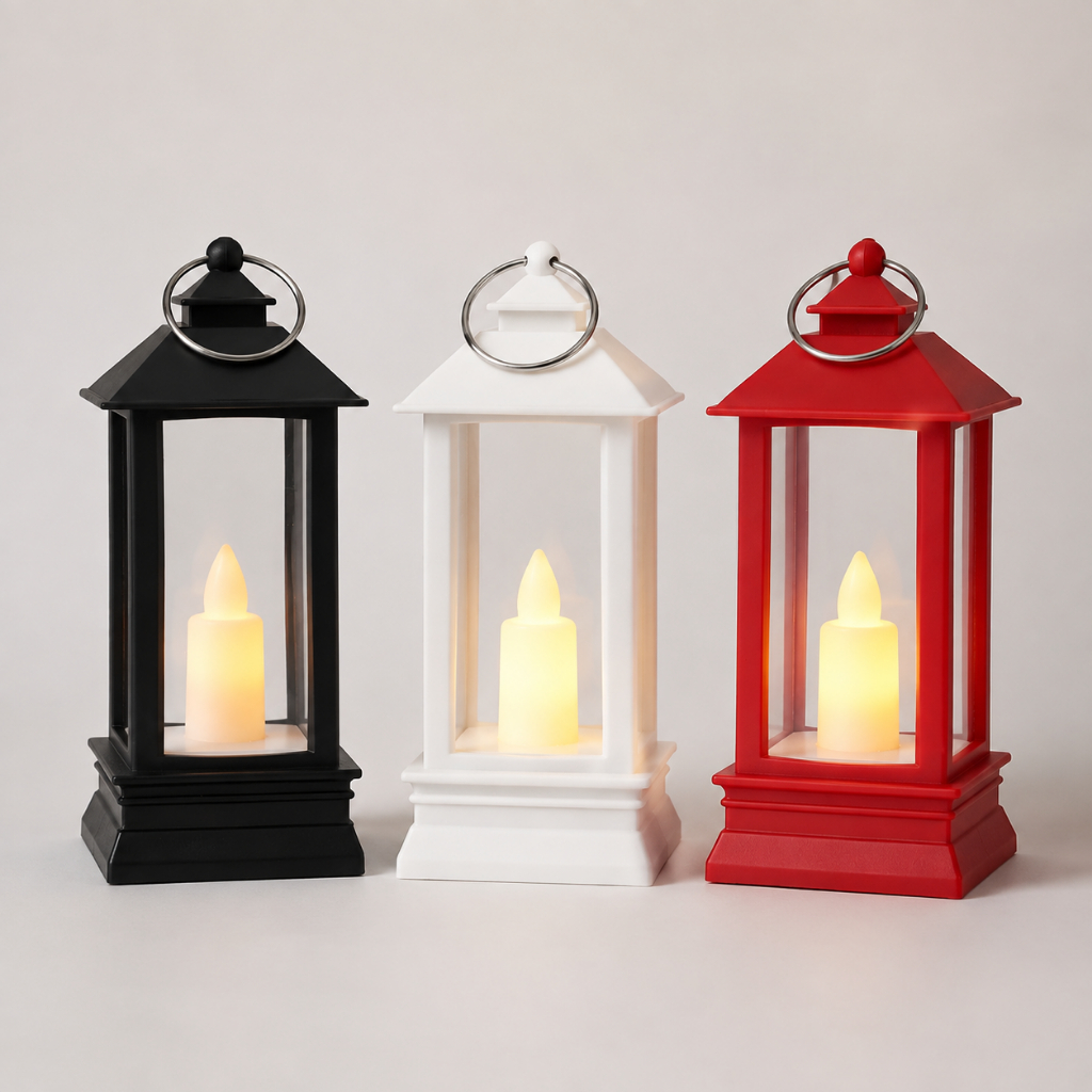 Mini Vela Lamparina Decorativa com Led - Preto, Branco, Vermelho - 4,5x9x4,5cm | Home, Casamento, Aniversário, Natal