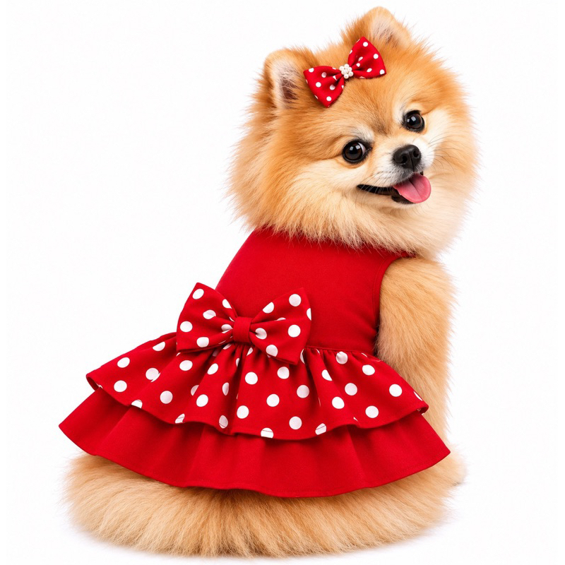 Vestido Pet de Poá / Roupa para cachorro / Cachorro Fêmea