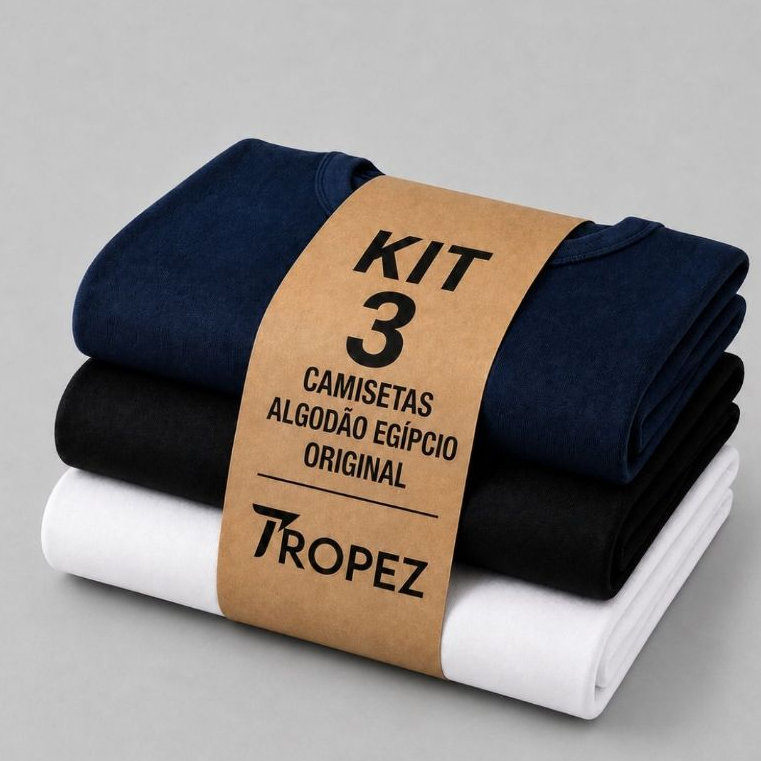 kit 3 Camiseta Algodão Egípcio Original Com Elastano Camisa Masculina Lisa Básica. T-Shirt Malha.
