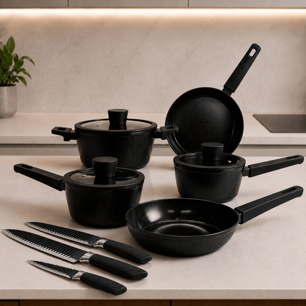 Jogo De Panelas Maison Kit 11 Peças Cerâmica Antiaderente Facas Tampa Soft Touch Hauskraft Premium