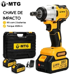 Chave Impacto Sem Fio MTG 88V Brushless 350N.m 2 Baterias Kit Completo Furadeira Profissional