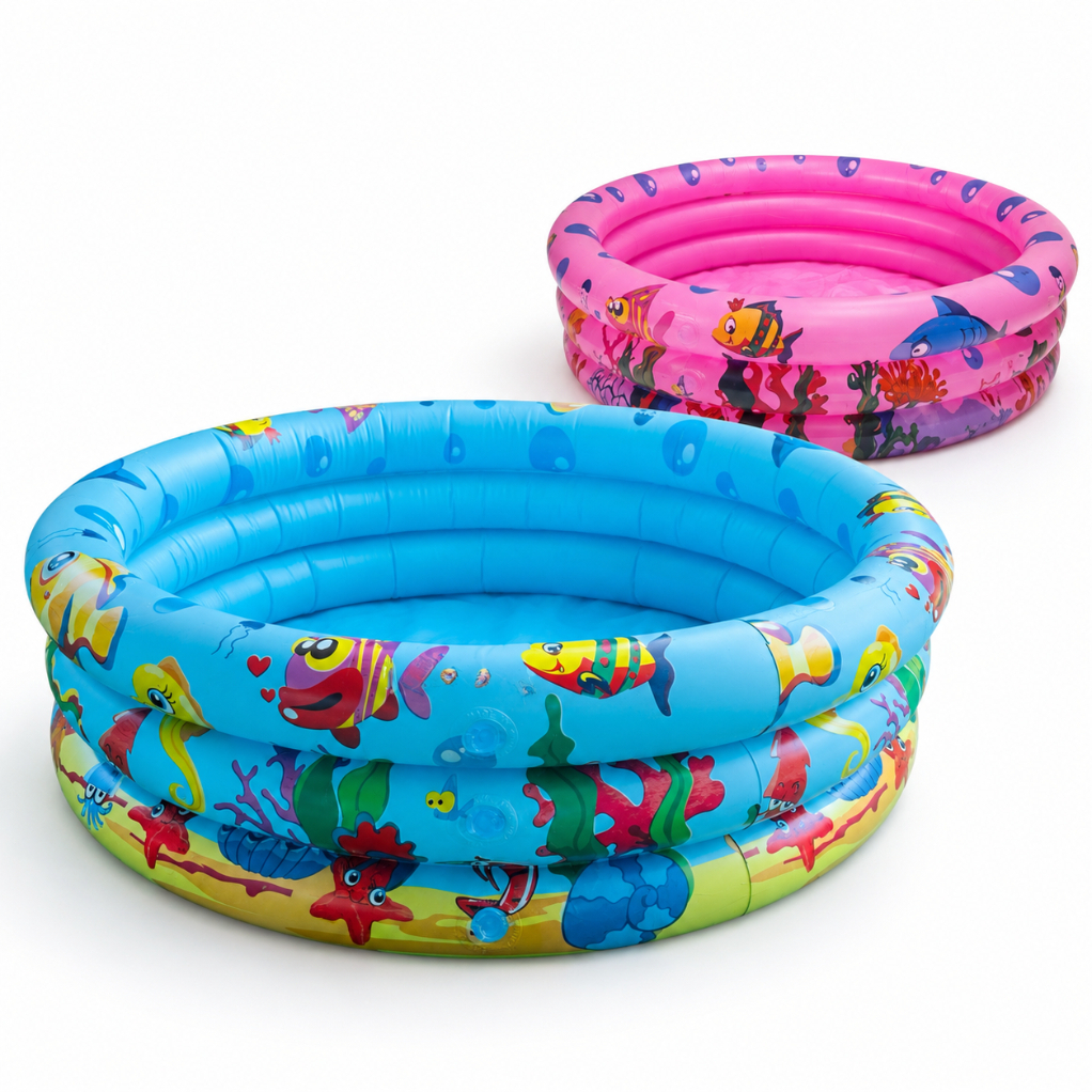 Piscina Inflável Infantil 60 Litros 3 aneis Redonda 60cm Criança Bebê Verão Bolinhas