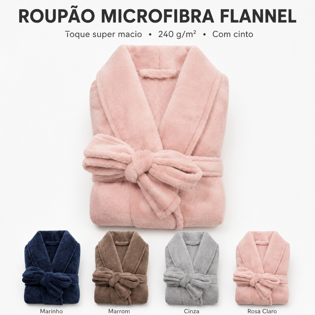 Roupão Masculino Feminino Adulto Unissex Inverno Microfibra