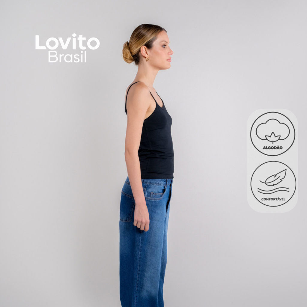 Lovito Regata de Alça Casual Feminina de Algodão TKB20812111 · foto 2