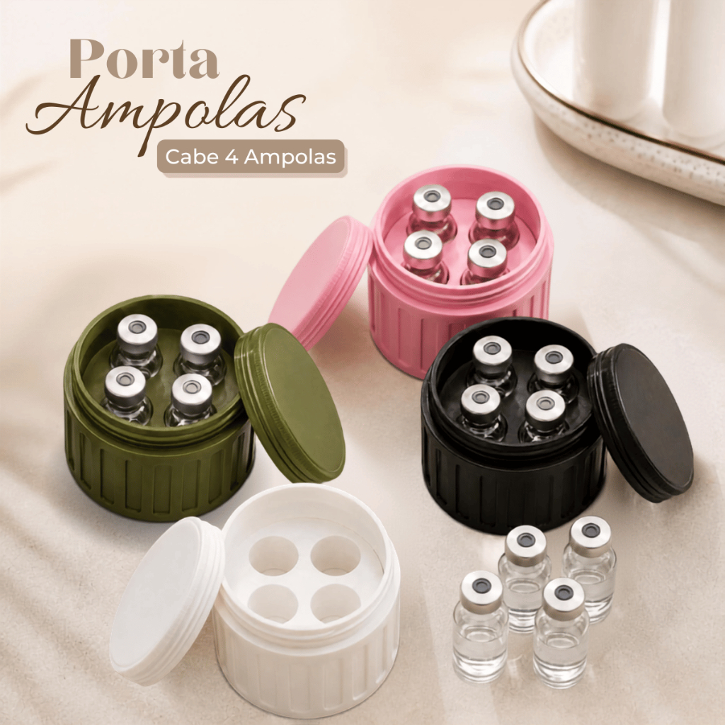 Porta Frascos Ampolas 3ml Reforçado Organizador p/ 4 Unidades Rémedios Tirze Premium Compacto Durável Seguro Estojo