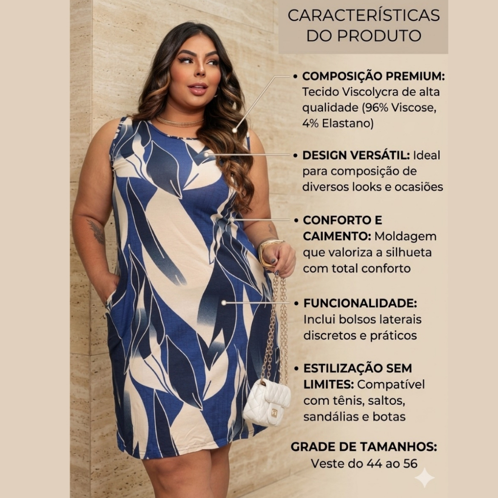 Kit com 2 Vestidos Curto Regata com Bolsos Plus Size Curve Confortável Elegante Casual Moda Feminina · foto 2