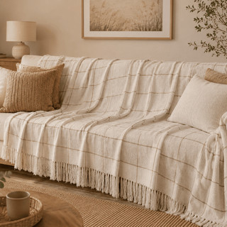 Manta Para Sofá Grande Listrada 240x180 Decorativa 2 Cores Protetora e Higiênica Cama Decoração