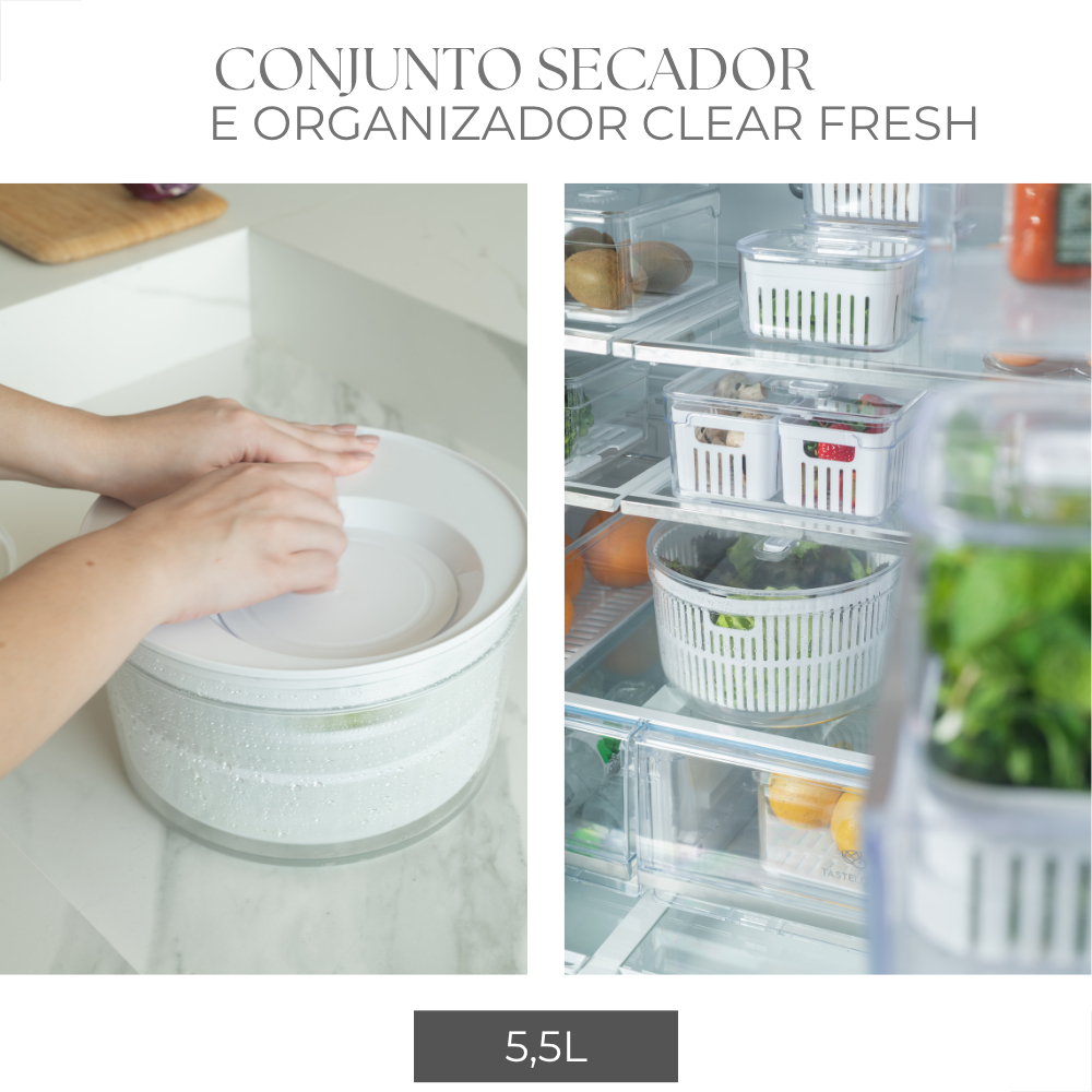 Secador de Salada 5,5L Centrífuga Manual com Tampa de Acrílico — foto 2