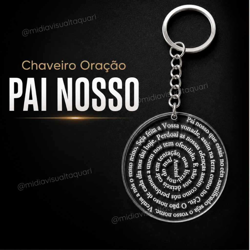 Chaveiro Pai Nosso Personalizado em Acrílico | Lembrancinha para Batizado, Comunhão, Crisma e Eventos Religiosos Fé