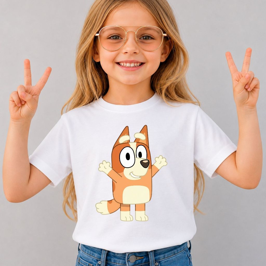 Camiseta Infantil Menina Desenho Blue Algodão 100% Premium Blusa Juvenil Confortável Casual Criança