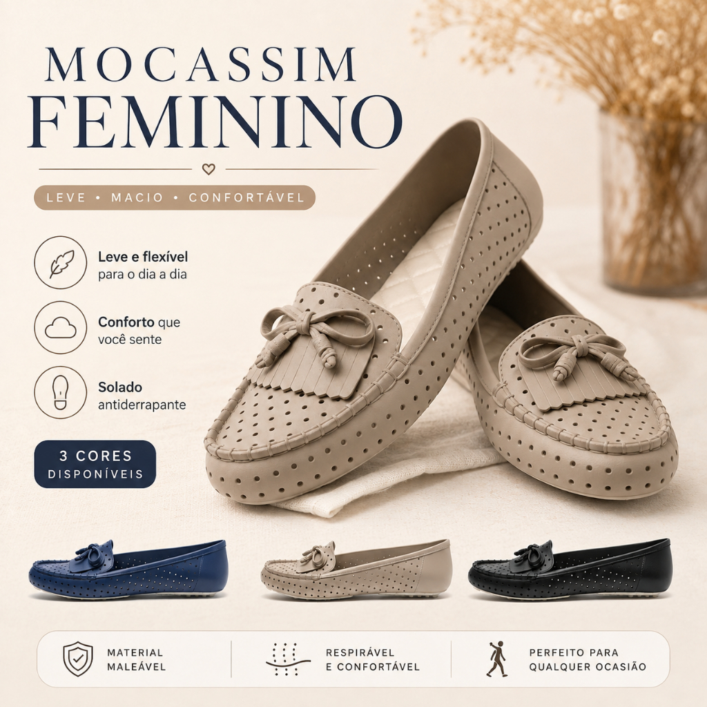 Sapatilha Mocassim Feminina Leve Confortável
