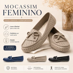 Sapatilha Mocassim Feminina Leve Confortável