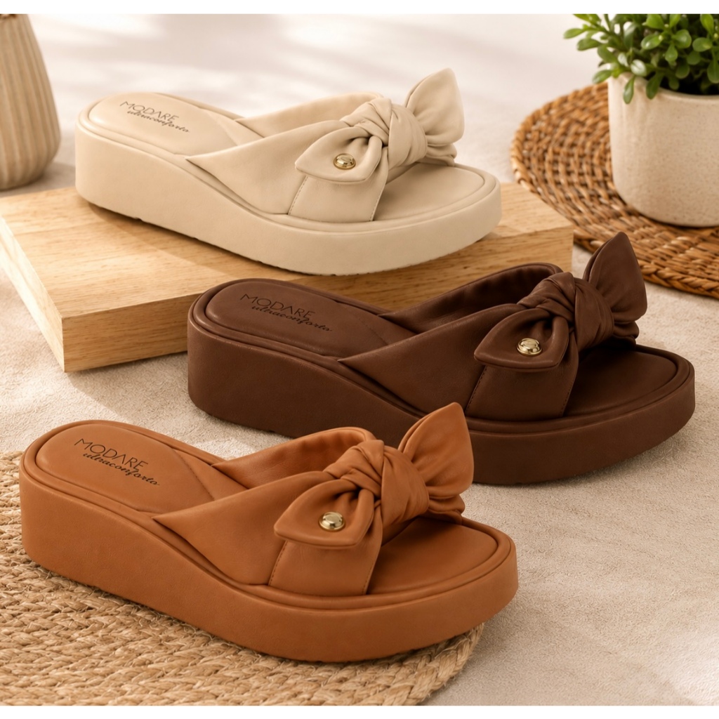Chinelo Tamanco Modare Feminino Laço Ultraconforto Plataforma