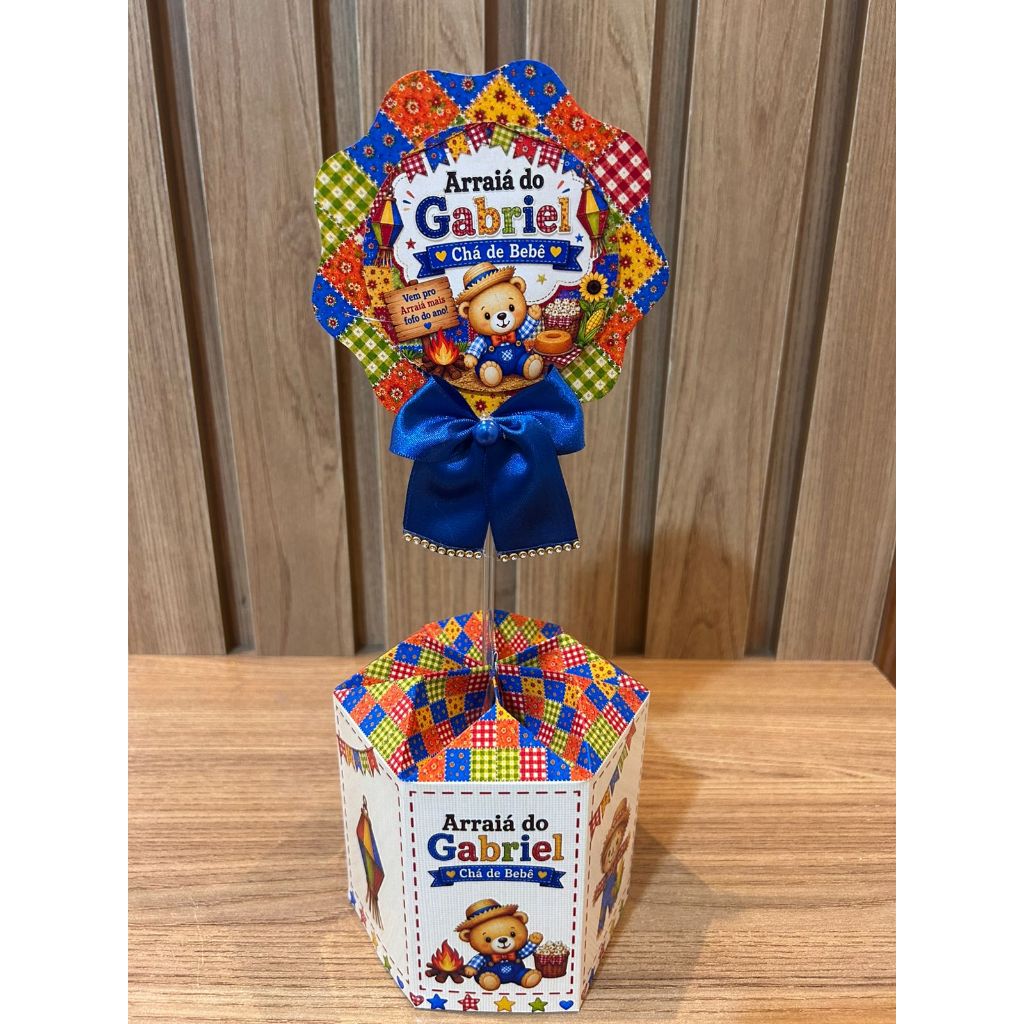 Centro de mesa personalizado Caixa Sextavada - lembrancinha infantil - festa - aniversário