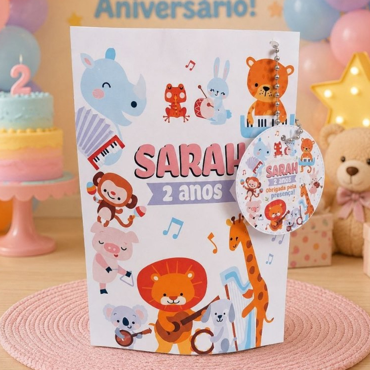 Saquinhos Metalizado Bandinha dos Animais -Lembrancinha Personalizadas-Lembrancinha para aniversario