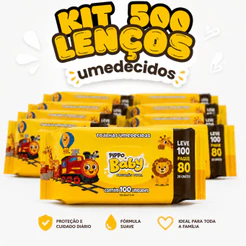 Kit 500 Lenços Umedecidos Pippo Baby Sem Álcool Toalhas para Bebê Higiene Infantil