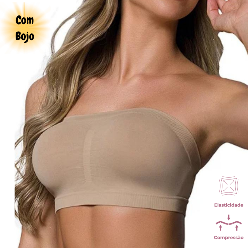 Top Faixa com Bojo Feminino – Confortável, Não Marca e Ideal para Blusas de Alça Sutiã Tomara que Caia Sem Alça Básico