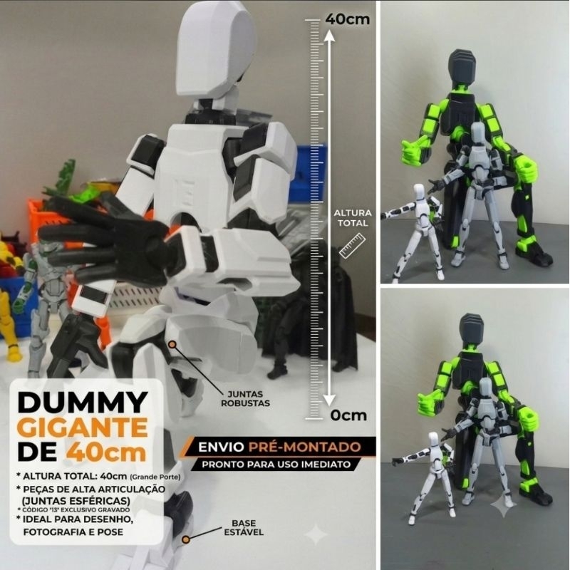 Boneco Dummy 13 Extra Super Gigante 40cm Articulado Figura de Ação 3D - A Grande Diversão do Momento