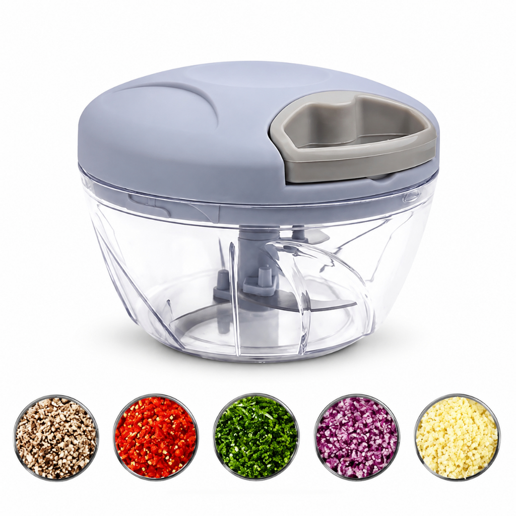 Processador Triturador Moedor De Alimentos Manual  Alho Cebola Legumes 500ml Ideal Para Cozinha