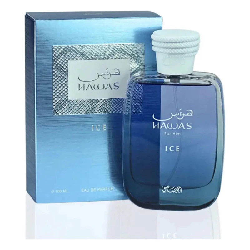 Perfume Rasasi Hawas EDP 100ml Masculino Fragrância Árabe Variantes Black / Ice / For Him /Fire Fixação na Pele