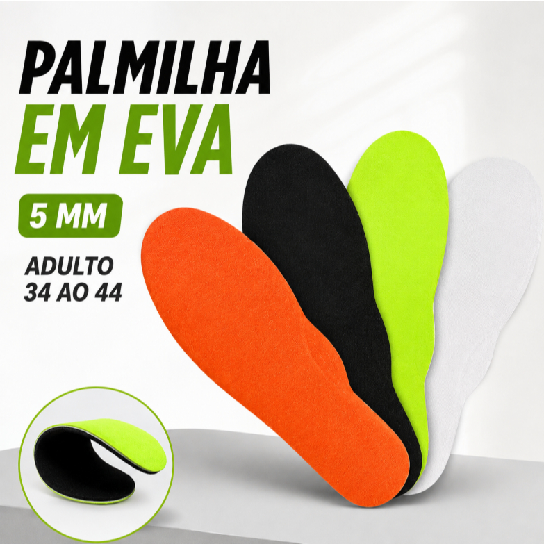 Kit Palmilha EVA 5MM Tênis Sapato Chuteira Calçado Macio Confortável Resistente Acessível Dia a Dia