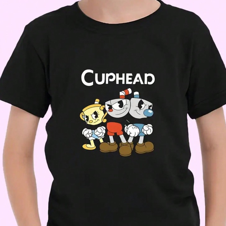 Camiseta Casual E Colorida Infantil Manga Curta E Simples Adequado Para Crianças algodão Estampa De Cabeça De Caneca