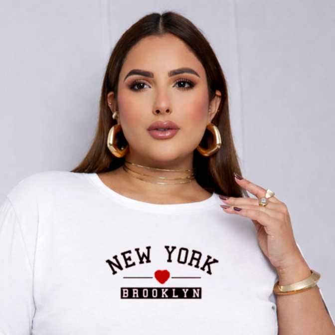 Camiseta Plus Size Feminina Estampada Confortavel 100% Algodão Premium Verão Blusa Camisa