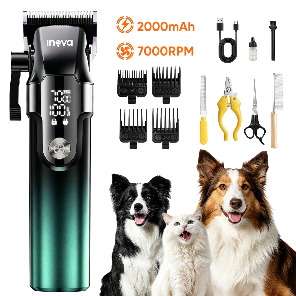 INOVA Tosador de Cães e Gatos 7000RPM 2000mAh 200min Kit Pet Grooming Silencioso🐾