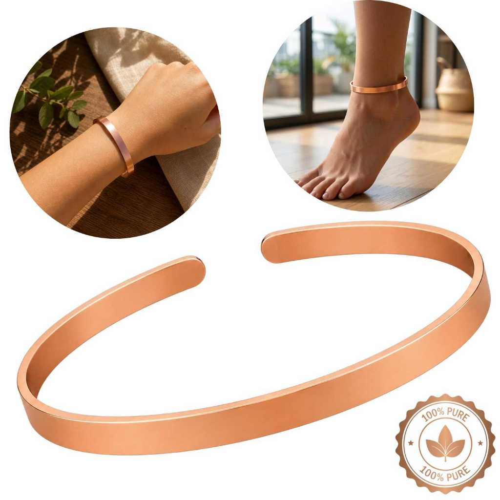 Tornozeleira Pulseira de Cobre 100% Puro 24cm Original Certificado Ayurveda