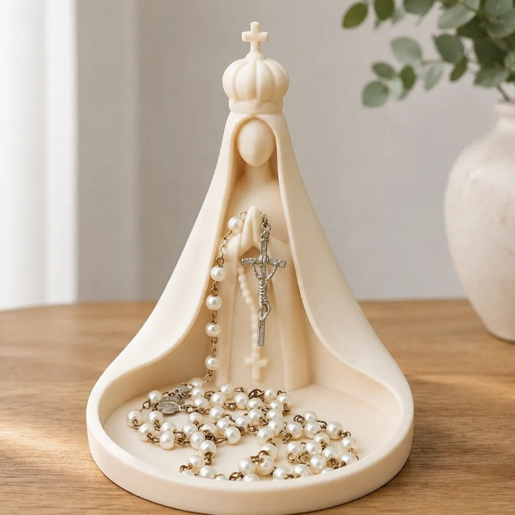 Porta Terço Nossa Senhora Aparecida em Impressão 3D | Organizador Religioso Católico | Decoração e Presente